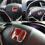 Exotic Store 50x40mm Modified Steering Wheel Emblem For CIVIC ACCORD FIT CRZ CRV ODYSSEY S2000 FA5 FD2 FG1 Odyssey Type B Steering wheel JDM Emblem Badge (Red)