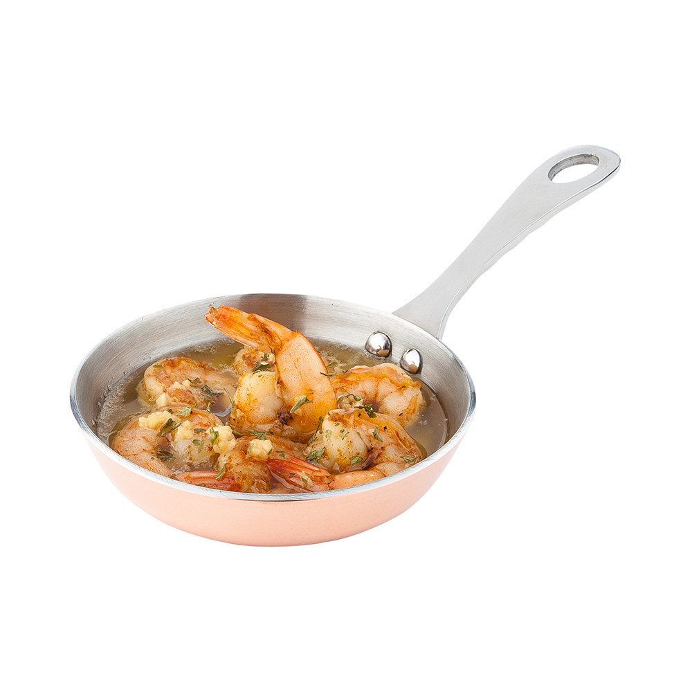 Photo 1 of Restaurantware 4 Inch Mini Frying Pan 1 Round Egg Pan - With Handle Stain Resistant Copper Stainless Steel Small Frying Pan Dishwasher Safe For Scrambles Appetizers Or Desserts