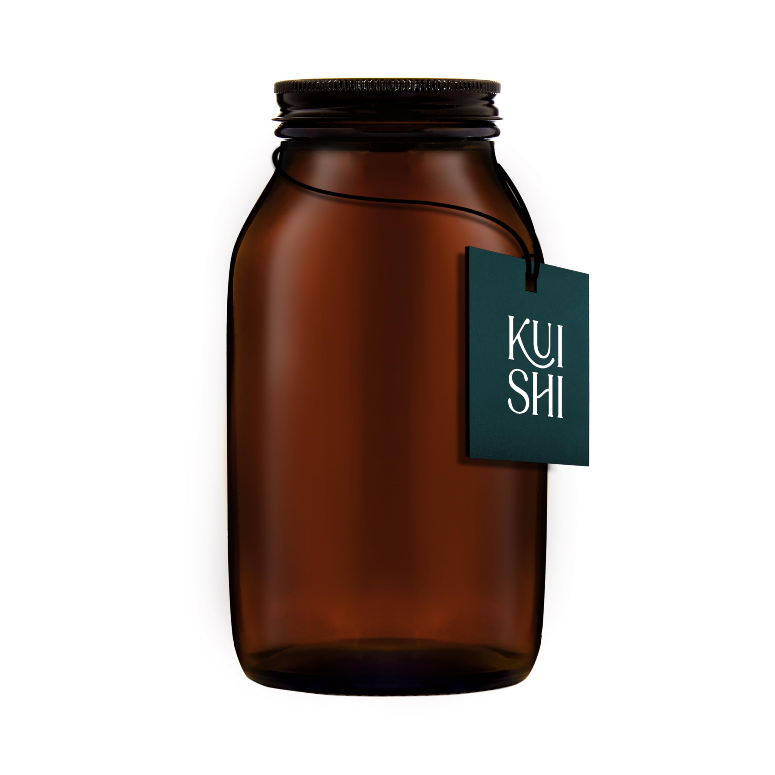 Kuishi 500ml Brown Amber Glass Storage Jars, Black BPA-Free Plastic Lid, UV Protective Glass Container, Grains and Decoration Storing Jar