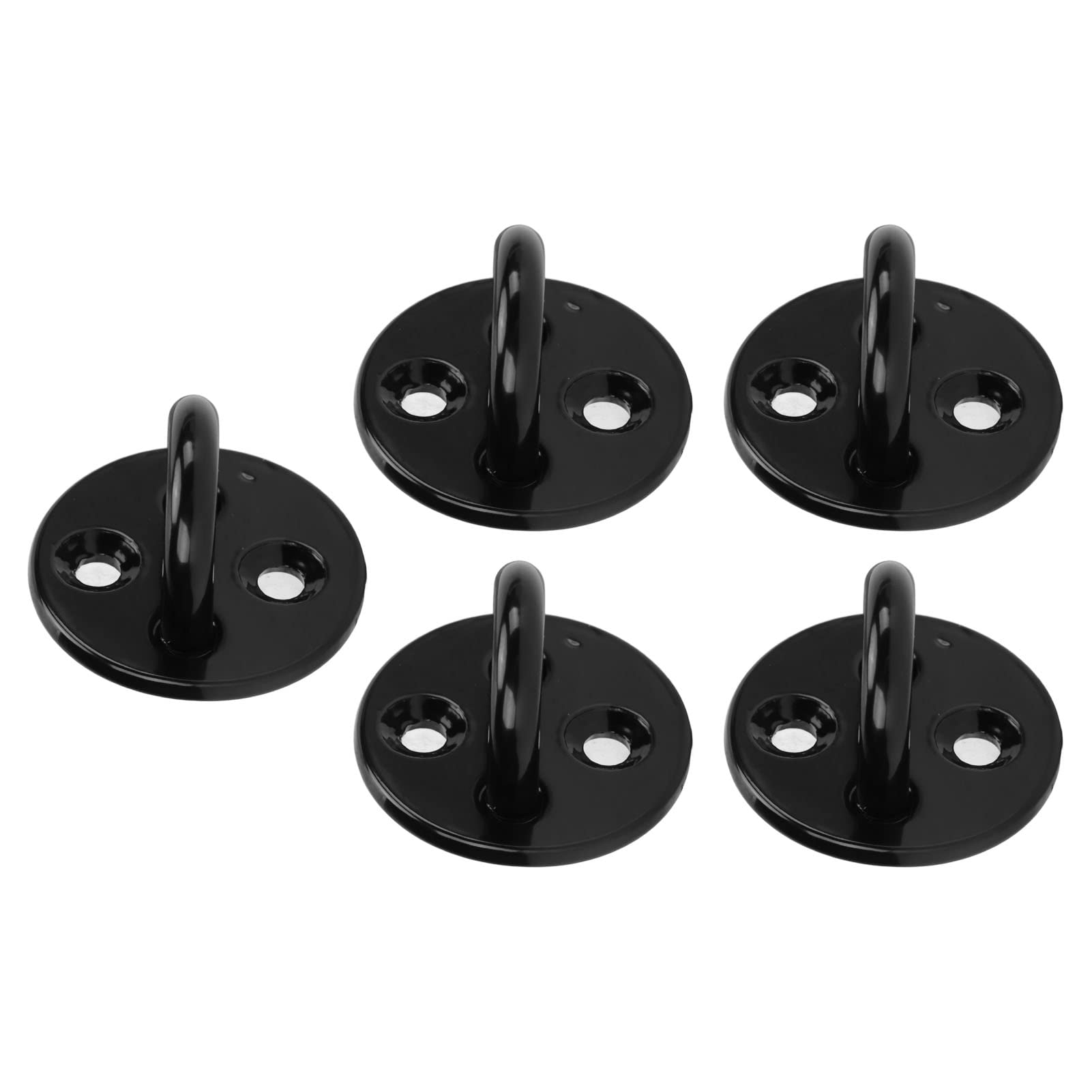 Alomejor 5Pcs Eye Plate Thickened Wall Anchor Black Stainless Steel Enhanced Load Bearing Heavy Duty Pad Eye Plate Eye Hooks (6mm)