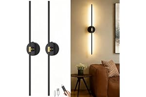 10000mAh Battery Operated Wall Sconces Set of 2: Wireless Sconce Rechargeable Wall Lights with Remote and Touch, 360° Rotate 