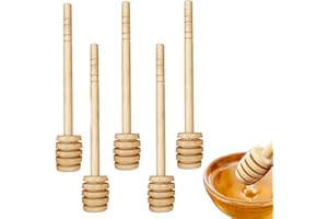 5 Pack 6 Inch Mini Wooden Honey Dipper Sticks Honey Dippers Jam Muddler Syrup Stirrer Honey Stick for Honey Jar Dispense Driz