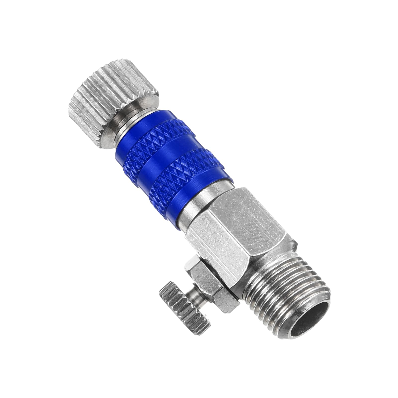 PATIKIL 1/8 Air Brush Connector Adapters, 1pcs Air Brush Quick Connect Air Brush Airflow Control Valve Quick Release Disconnect for Air Brush Hose, Blue