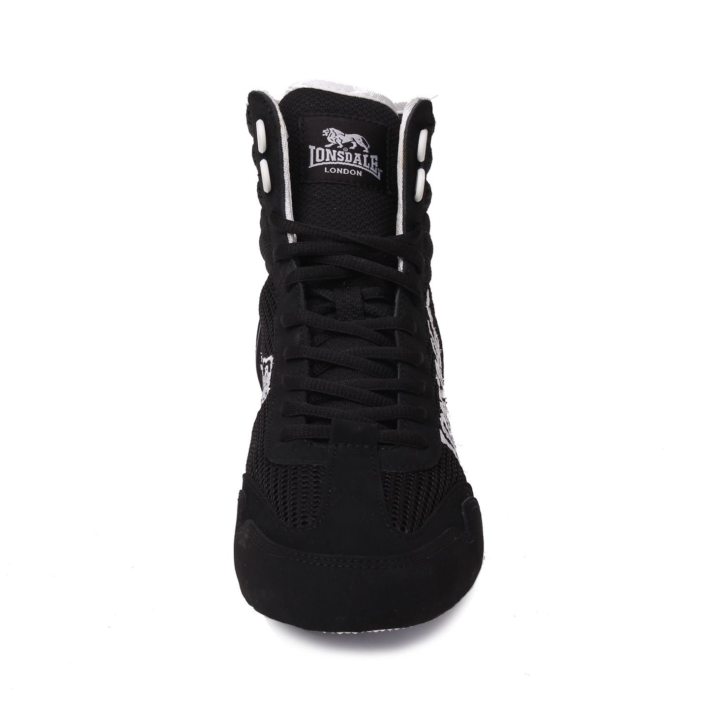Lonsdale Mens Contender Boxing Boots Mid Cut Full Lace Up Lightweight Shoes Black/White UK 11
