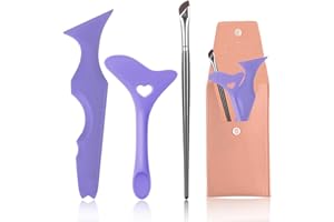 CEOYILER 3 Pcs Eyeliner Stencil Reusable Silicone Eyeliner Angled Eyeliner Brush Aid Mascara Shield Multifunctional Eye Makeup Tool Perfect for Makeup Beginners (Purple)
