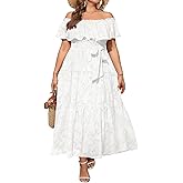 Plus Size Chiffon Off The Shoulder Maxi Long Floral Summer Casual Beach Boho Sundress Women 2024