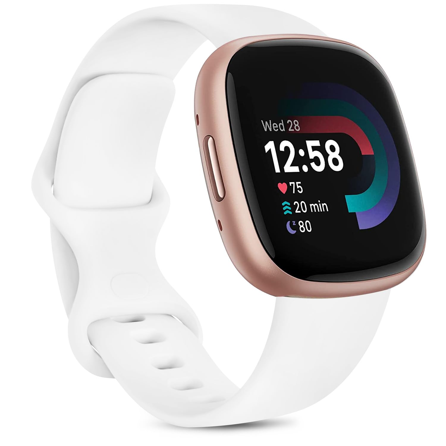 Demark Strap for Fitbit Versa 4/ Versa 3 Straps for Women Men/Fitbit Sense/Sense 2 Strap, Soft Sport Watch Strap Replacement Wristbands for Fitbit Versa 4/Versa 3/Fitbit Sense/Sense 2 (White, Small)