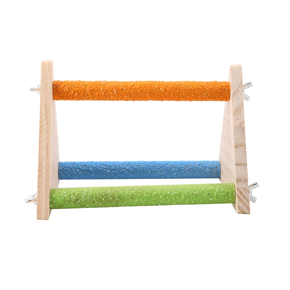 Fdit Parrot Stand Perch Bird Standing Playground Wooden Birdcage Accessory for Parrot Budgie Parakeet Cockatiels Conure Finch Lovebird(Triangle)
