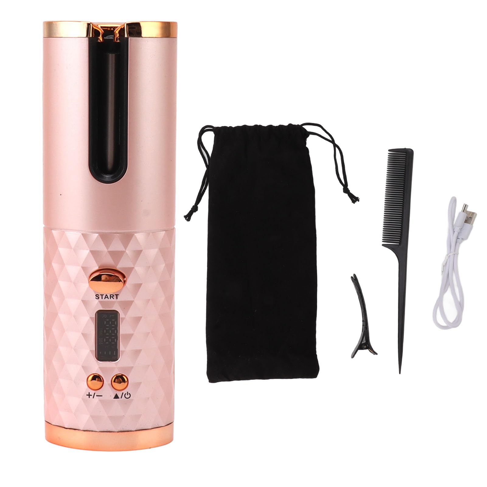 Photo 1 of Cordless Automatic Curling Iron, Hair Curler Fast Heating USB Rechargeable Re Able Cordless Rechargeable Curling Iron Automatic Hair Curler Portable Wand with Digital Display for