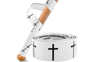 ARTISANWONDERS Cross Baseball Bat Grip Tape 1.75mm Precut - Full Adhesive Bat Wraps for Baseball/Softball/Cricket (Black/White) | Batting Grip Tape with Enhanced Thickness & Religious Design
