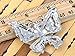 Alilang Adjustable Silvery Tone Sapphire Blue Colored Rhinestones Butterfly Ring