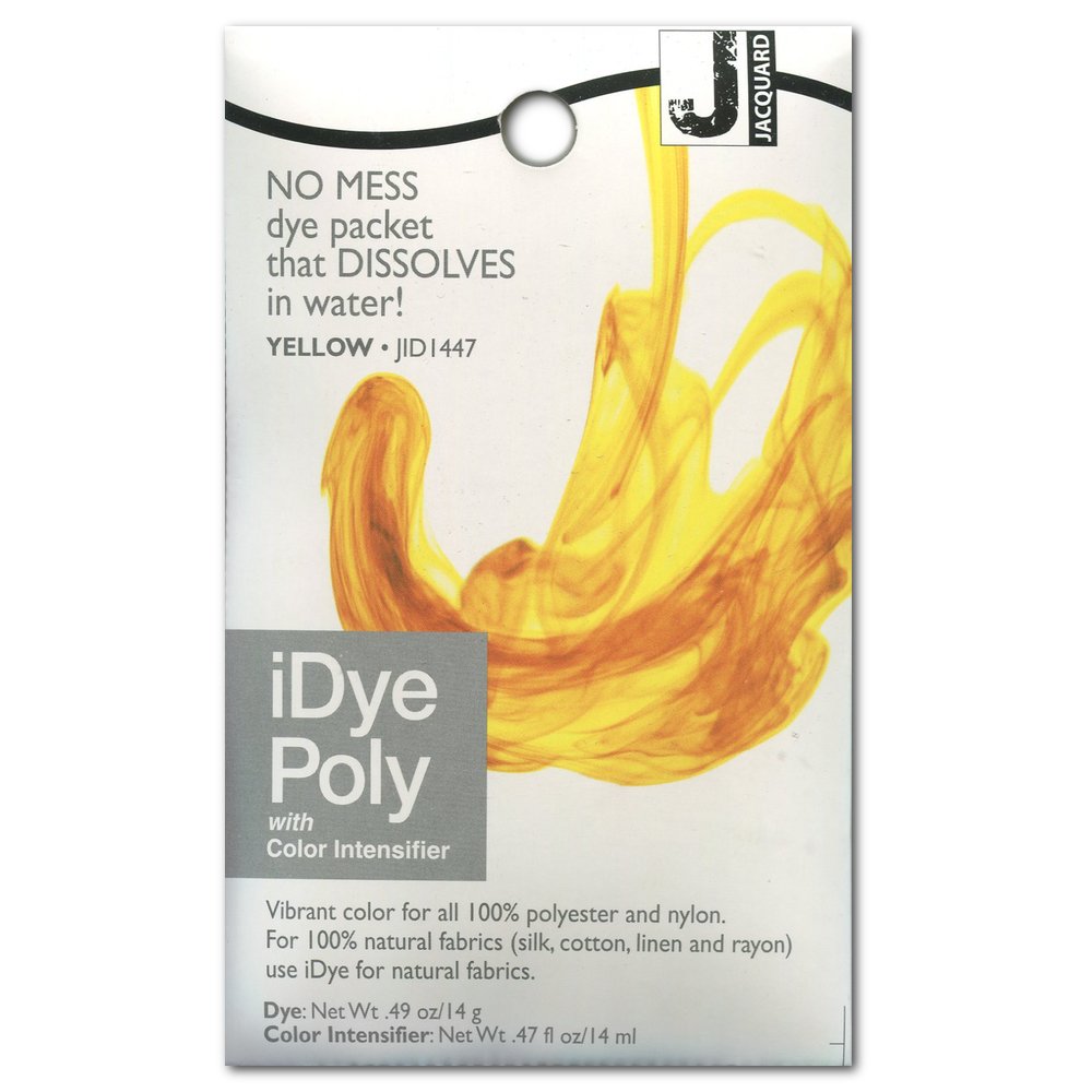 Jacquard iDye Poly Yellow Fabric Dye for Polyester Synthetic Textiles, Permanent Clothing Colourant, Art Craft Projects, Natural Blended Fibres, 14g