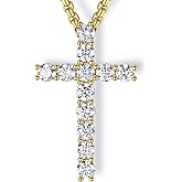 MomentWish S925 Sterling Silver Cross Necklace for Men - 3.6 Carat Moissanite Cross Pendant with Stainless Steel Box Chain Crucifix Necklaces Silver Jewelry Hiphop Christian Gift for Boyfriend Husband 22 Inches