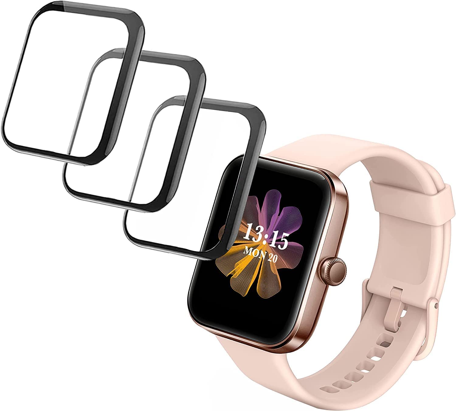 Compatible for Tensky Smartwatch Screen Protector, onetuo 3D Full Coverage PET Soft Screen Protector Film Compatible with Tensky TK01 Smartwatch 1.5 inch (3 pack)