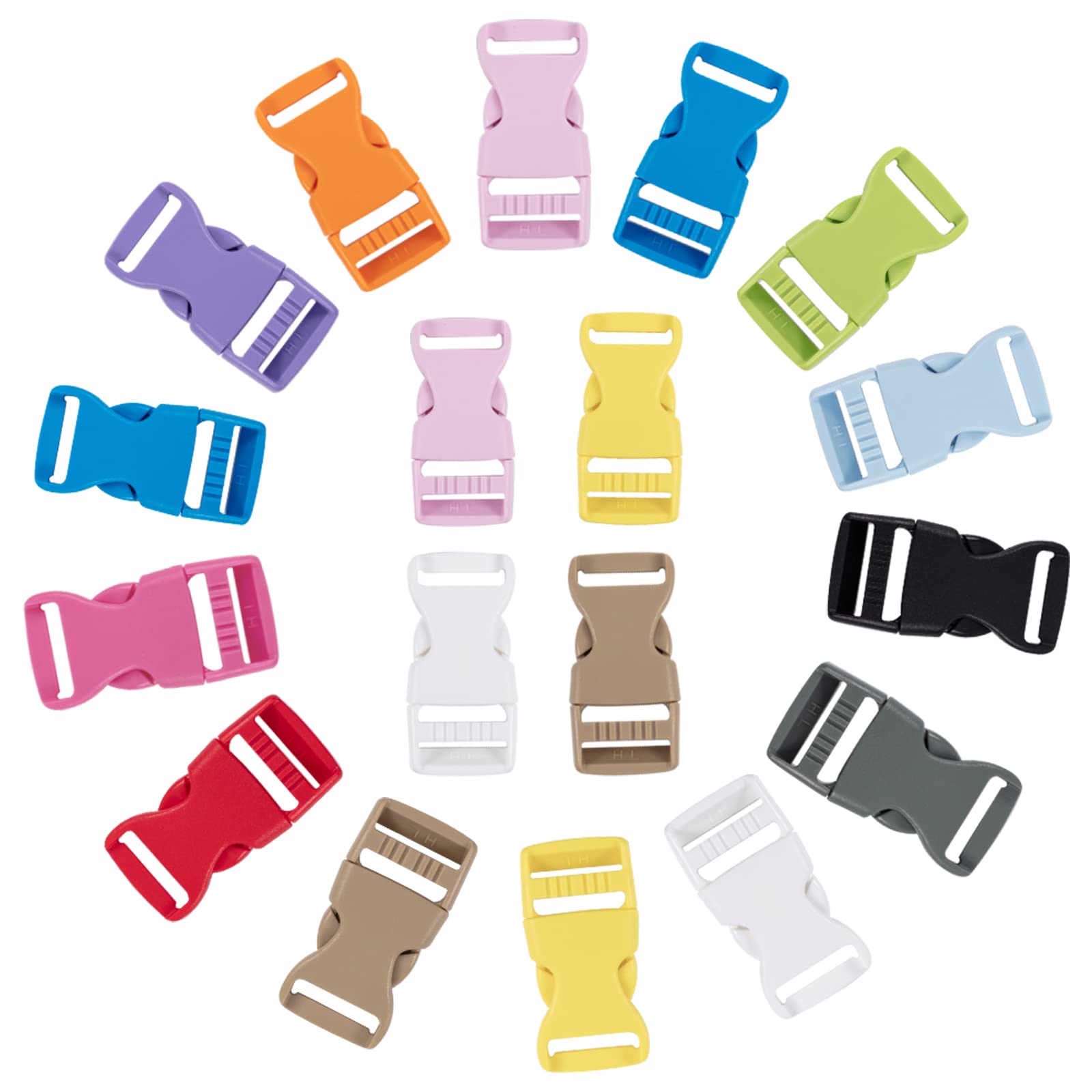 PandaHall 26pcs 3.2cm(1.25 inch) Plastic Buckles, 13 Colors Side Quick Release Buckles Adjustable Colorful Buckles for DIY Making Luggage Strap, Pet Collar, Backpack Repairing