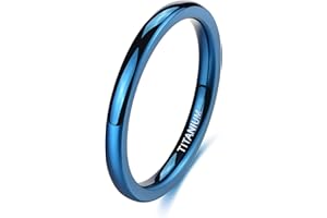 TIGRADE 2mm 4mm Blue Titanium Ring Dome High Polished Wedding Band Comfort Fit Size 3.5-13