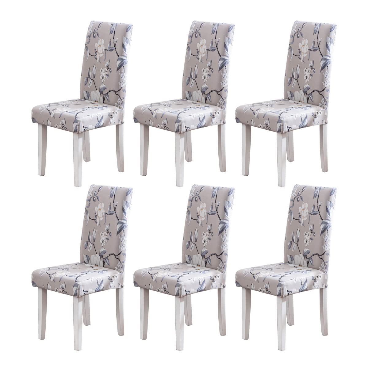 HZDHCLH Chair Covers Slipcovers 4/6 PCs Stretch Removable Washable Short Dining Chair Protector Cover Seat for Hotel,Dining Room,Ceremony (Blooming,6PCS)