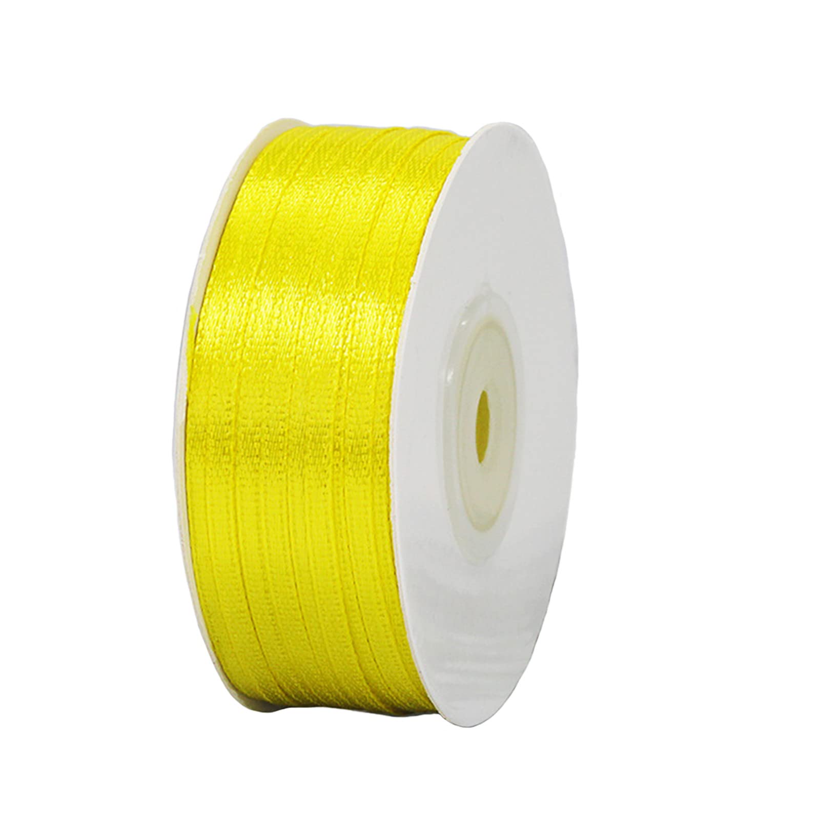 3mm Lemon Yellow Ribbon for Gift Wrapping,91m Fabric Thick Satin Ribbon Yellow Bow for Gift Wrapping,Ribbons for Balloons,Crafting,Hair,Bouquets,Wedding, Car,Presents,Cake,Christmas Party Decoration