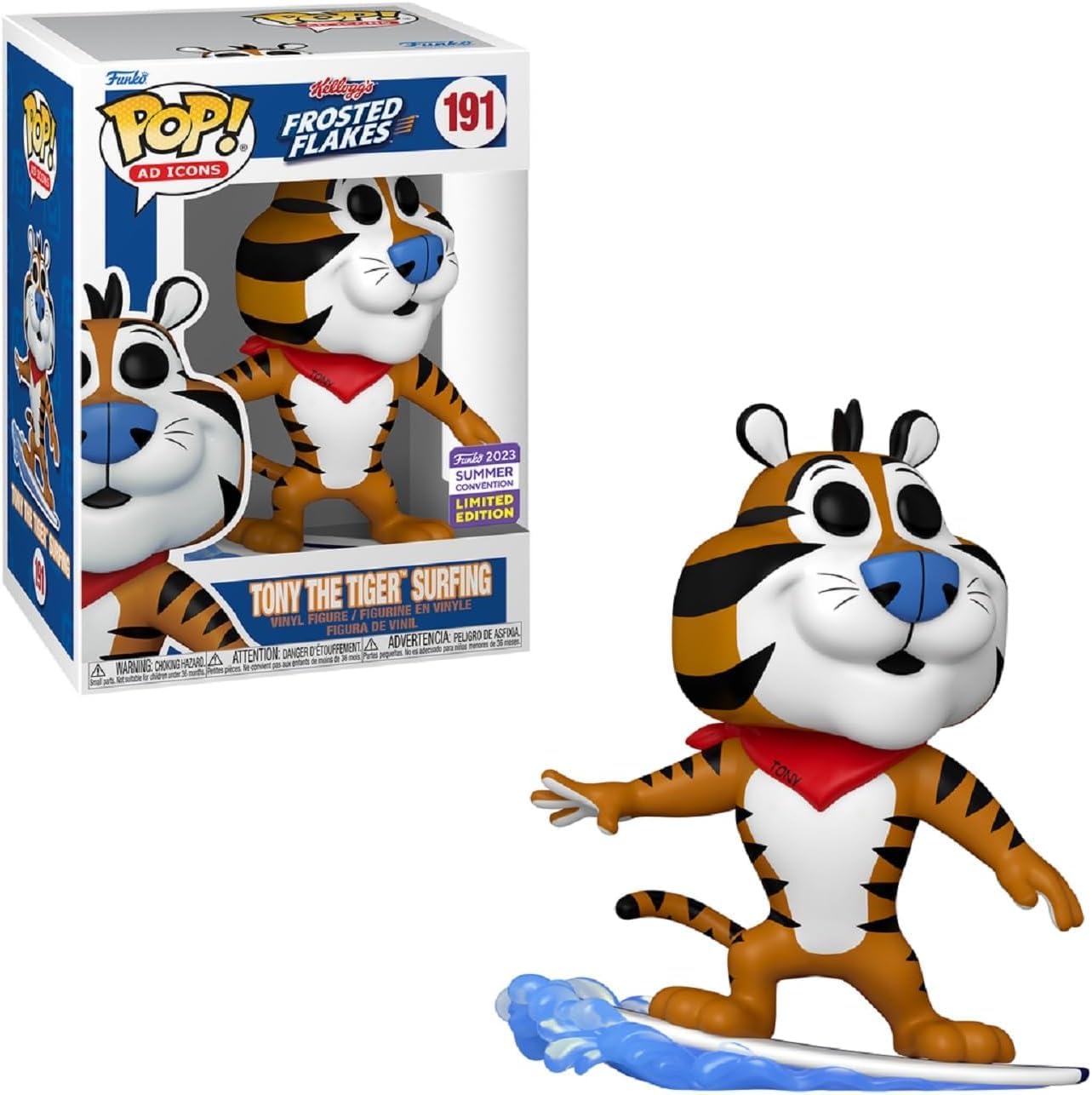 Funko 71770 Pop! Ad Icons: Kellogg's Frosted Flakes - Tony the Tiger Surfing (2023 Summer Convention Exclusive) #191