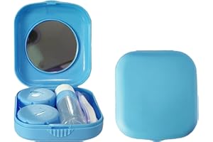 Erewa Contact Lens Case, 2 Pack Portable Contact Lens Box Kit with Mirror, Compact Soak Storage Kit for Travel (Blue)