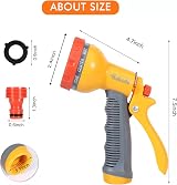 BABADU Garden Hose Spray Gun - 10 Patterns, Anti-Leaking Nozzle, Orange-Yellow view 3