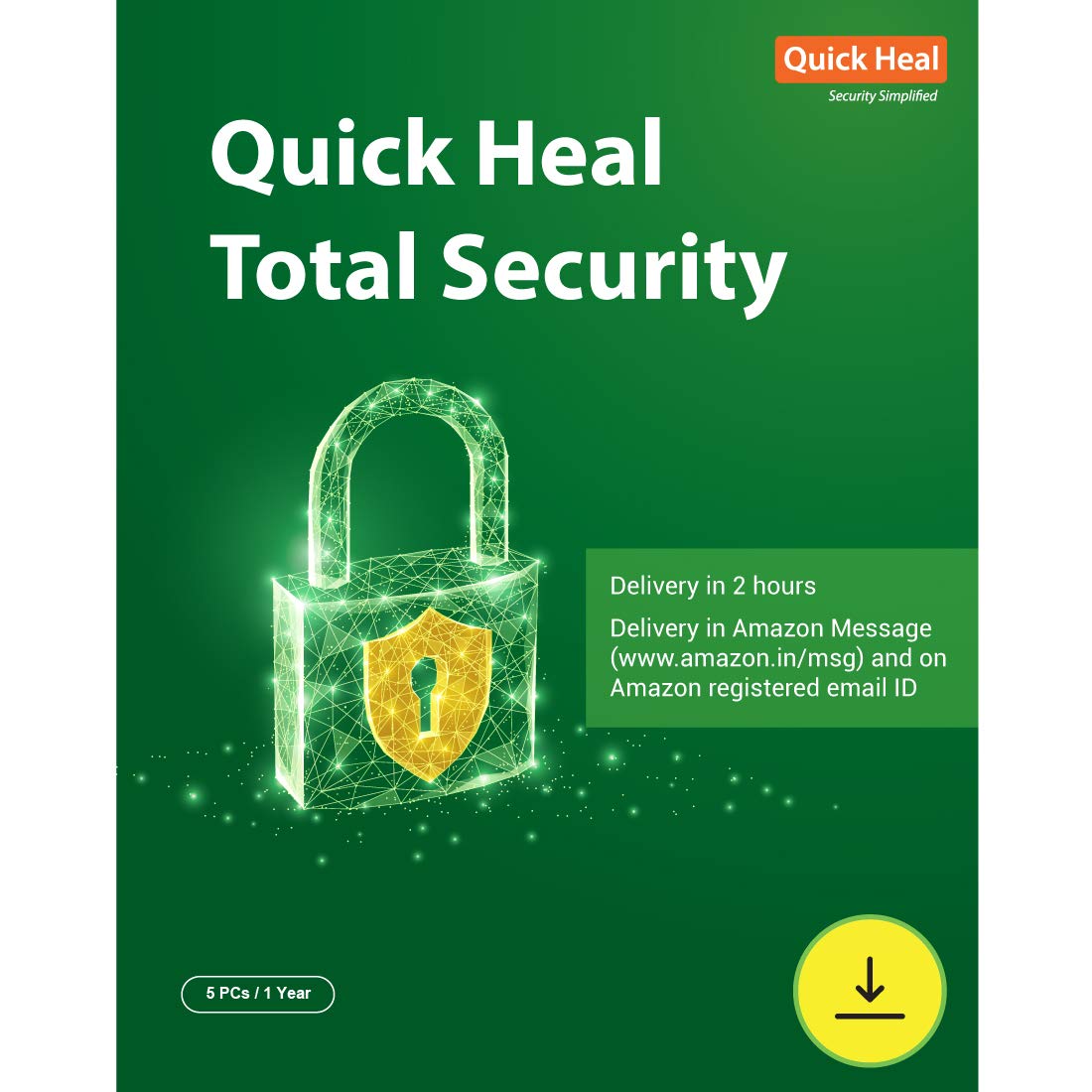 Quick Heal Total Security Latest Version 5 PCs, 1 Year (Email