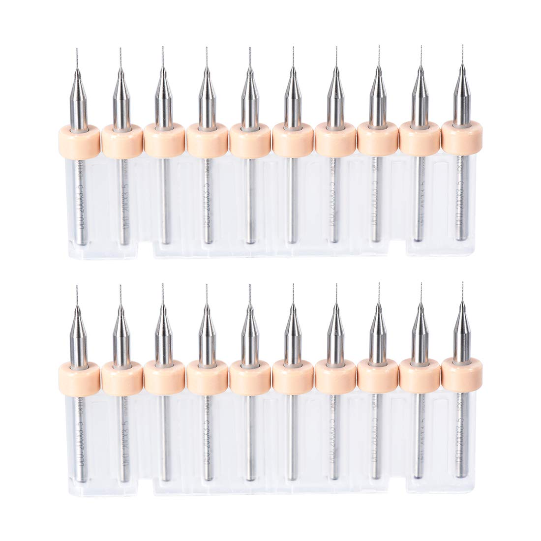 sourcing map PCB Drill Bits 0.2mm Tungsten Carbide Rotary Tool Jewelry CNC Engraving Print Circuit Board Micro Drill Bits 1/8 Inch Shank 2 Set (20 Pcs)