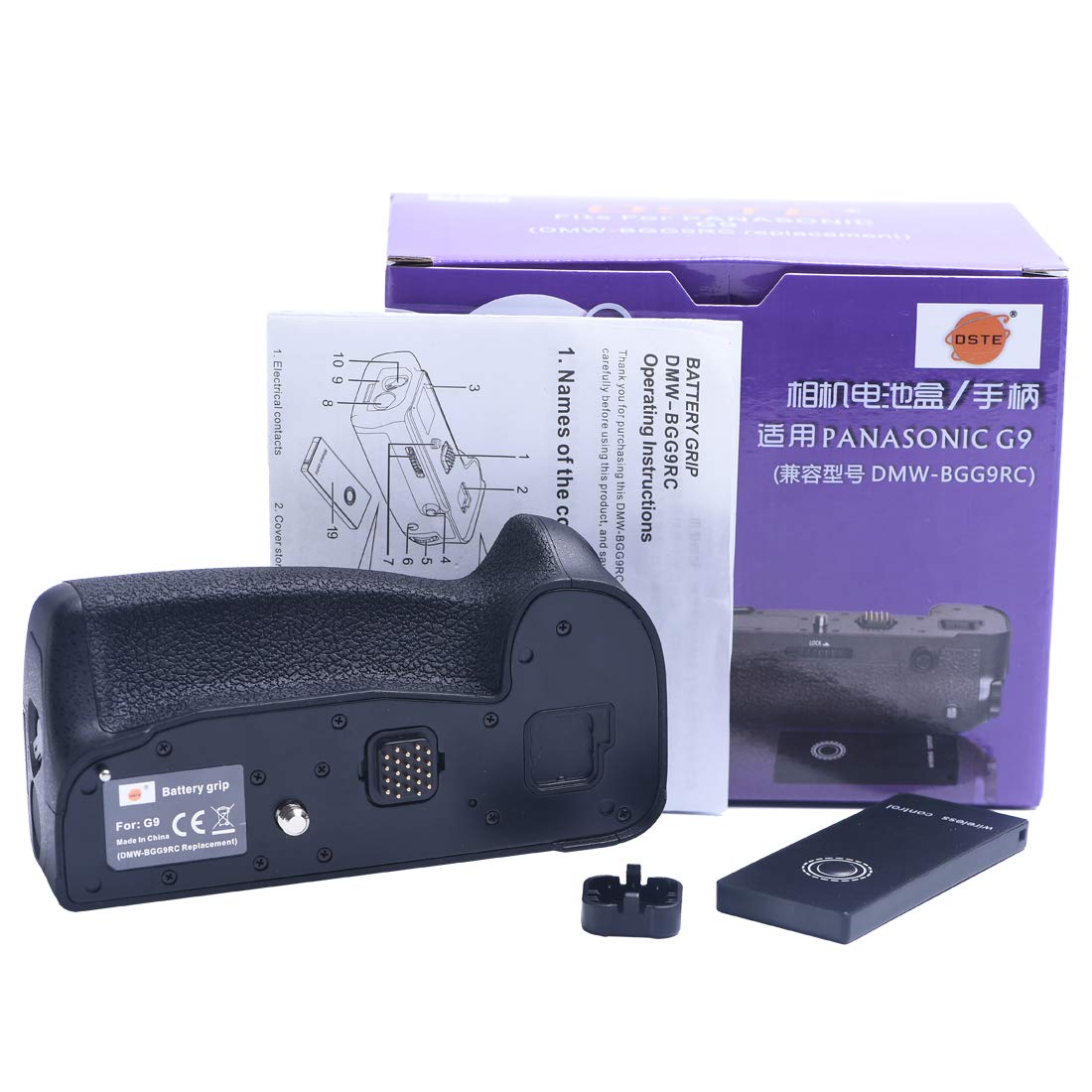 DSTE 2.4G Remote Control Vertical Battery Grip Compatible for Panasonic Lumix G9 DC-G9 DMW-BGG9 DMW-BGG9GK Camera