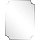 Empire Art Direct Rectangular Scalloped Wall Mirror, Frameless Beveled Mirror, Ready to Hang, 40" x 30" for Living Room, Bath