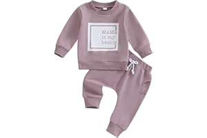 SEJARDIN Toddler Baby Girl Clothes Long Sleeve Letter Print Sweatshirt and Stretch Jogger Pants Newborn Fall Winter Outfit