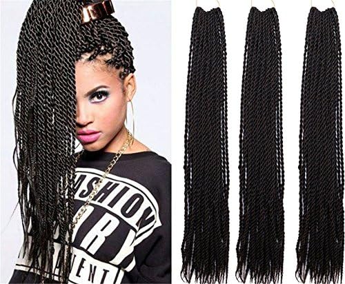 Meidada 5 Packs 24 inch Synthetic Braids Hair Extensions Crochet Braids High Tempreture Fiber Senegalese Twist 2X Crochet Braid Hair for Black Women (1B)
