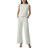 AFITNE Women's 2 Piece Lounge Set Air Essentials Outfits Sleeveless Tank Crop Top Wide Leg Sweatpants 2026 Tracksuit