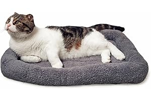 lesypet Cat Beds for Indoor Cats, 22" x 16" Pet Bed Curl Sleep Plush Cushion with Pillow, Non-Slip Bottom Washable Pet Mat for Small Dogs Pet, Medium