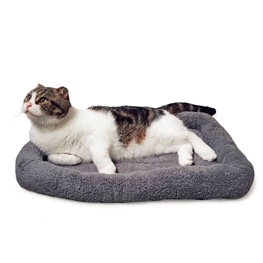 Namsan Cat Bed, Dog Bed, Soft Cat Cushion, Plush Heat Mat for Small Dogs/Cats/Rabbits, 45 cm x 60 cm, Grey