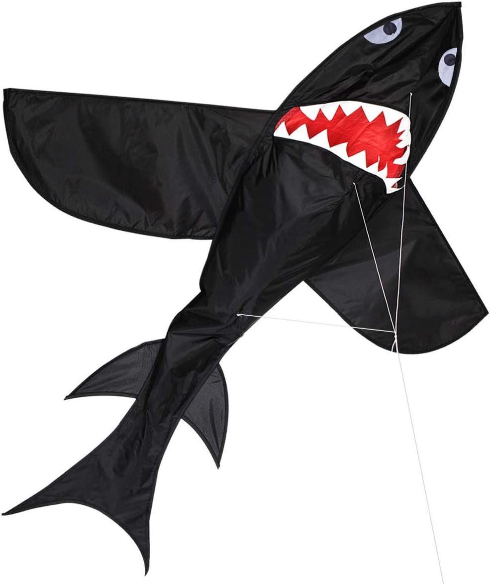 ZHONGRAN Huge 3D Shark Children Kite, Easy to Fly RipStop Fabric Single Line Kite with Flying Line for the Beach, Park, Garden and Family Outdoor Toys