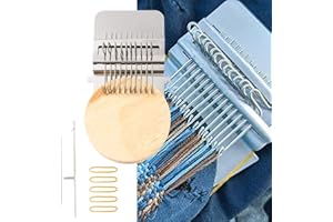 PAJOJOQA Small Loom Speedweve Type Weave Tool,darning Loom Quickly Mini Mending Convenient Darning Loom for Mending Jeans Socks Clothes Loom Machine Makes Beautiful Stitching Diy Weaving Arts (10 Hooks)