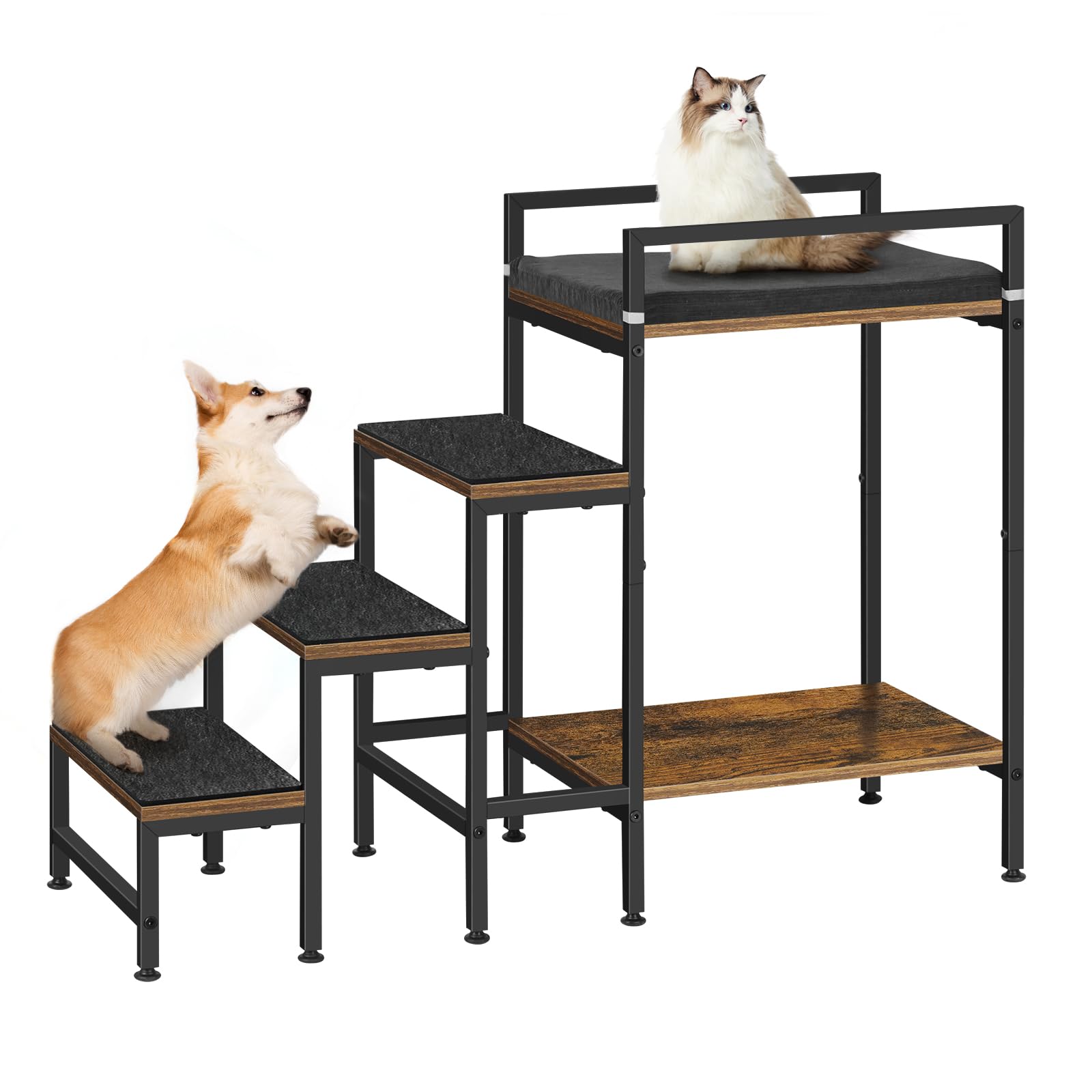 Photo 1 of Dog Window Perch Dog Steps for High Beds and Couch, 22''H Non-Slip Stairs for Small Medium Cats, 4 Steps Pet Bunk Bed with Stair, Sturdy Frame