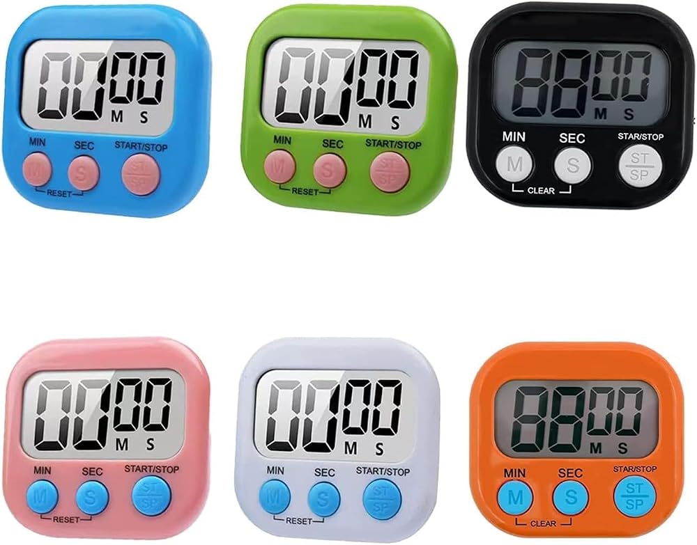 Kyzistn Digital Kitchen Timer 6 Pack Magnetic Countdown with Loud Alarm