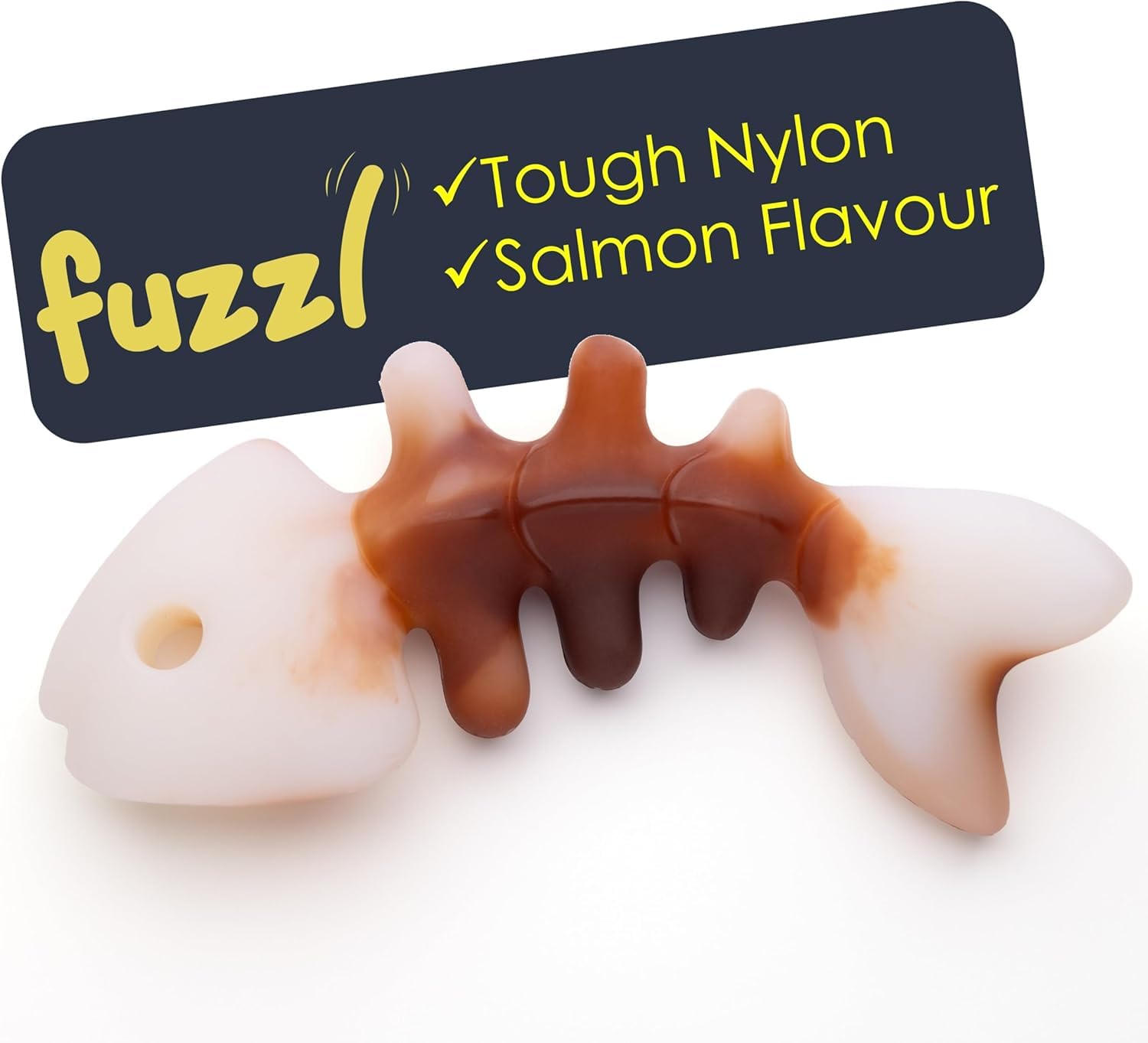Fuzzl Seriously Tough Fish Nylon Chew Toy Salmon Flavour Nylon Dog Chew Toy Tough Dog Toys for Extreme Chewers Fish Dog Bone Long Lasting Dog Chew Puppy Toys