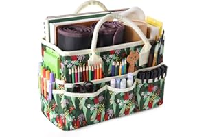 Craft Organizer Tote Bag with Multiple Pockets, Large Art Storage Caddy with Handles for Art, Craft, Sewing, Make-up，Scrapboo