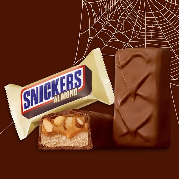 SNICKERS ALMOND FUN SIZE HALLOWEEN CHOCOLATE BARS INDIVIDUALLY WRAPPED, 10.23 OZ