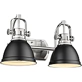 Emliviar Modern Vanity Light, Industrial 2-Light Bathroom Wall Light Fixtures, Black and Brushed Nickel Finish with Metal Sha
