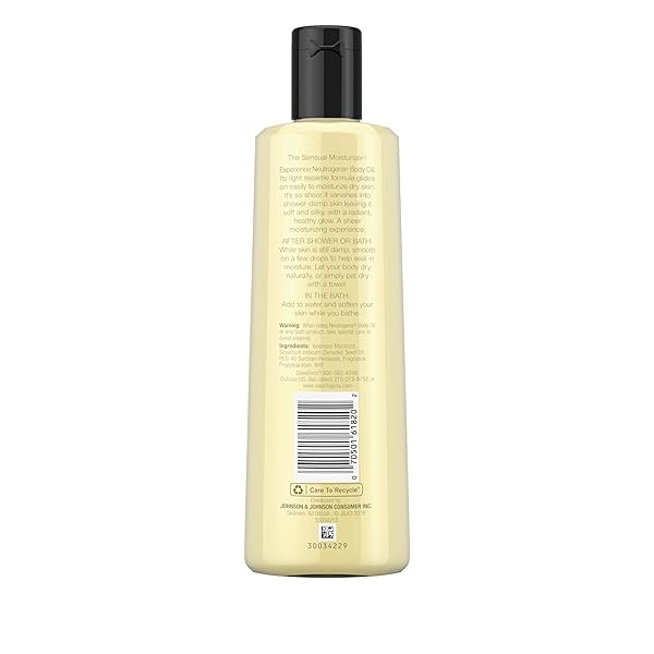 NEUTROGENA BODY OIL LIGHT SESAME FORMULA, 8.5 FL OZ, RADIANT GLOW MOISTURIZER FOR DRY SKIN, BATH & SHOWER OIL FOR SMOOTH AND HYDRATED SKIN