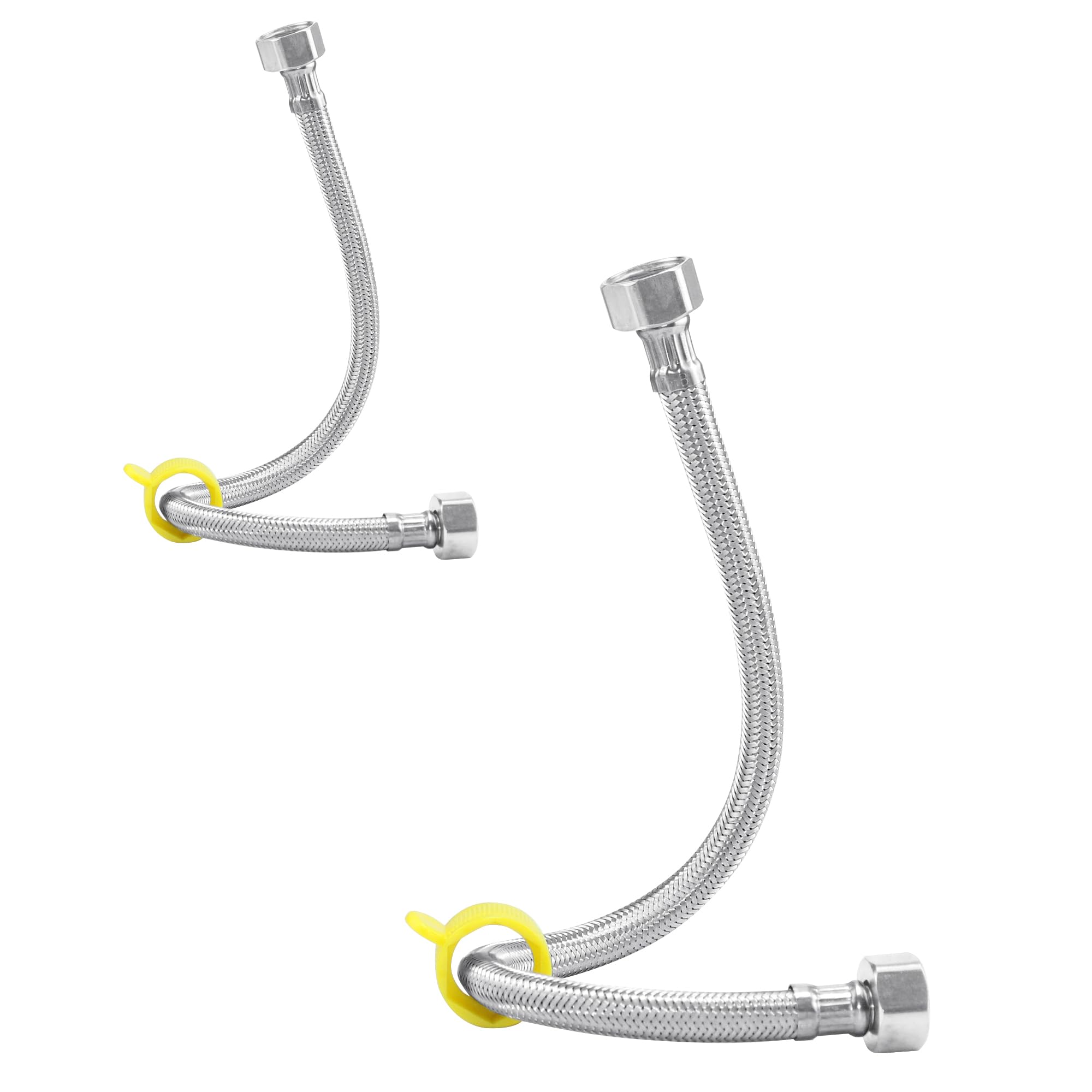 Pack of 2 Flexible Pipe Contectors Stainless Steel Braided Hose 1/2" x 1/2" BSP Fitting 40cm Long Flexible Hose Pipes Tail DIY Repalcement for Bathroom/Kitchen/Boiler Toilet