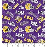 Amazon Com University Of Louisiana Fleece Blanket Fabric Lsu Tigers Fleece Fabric With Buffalo Plaid Design