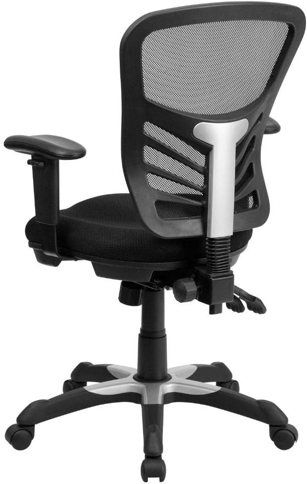 Flash Furniture Mid-Back Black Mesh Multifunction Executive Swivel Ergonomic Office Chair with Adjustable Arms: Kitchen & Dining