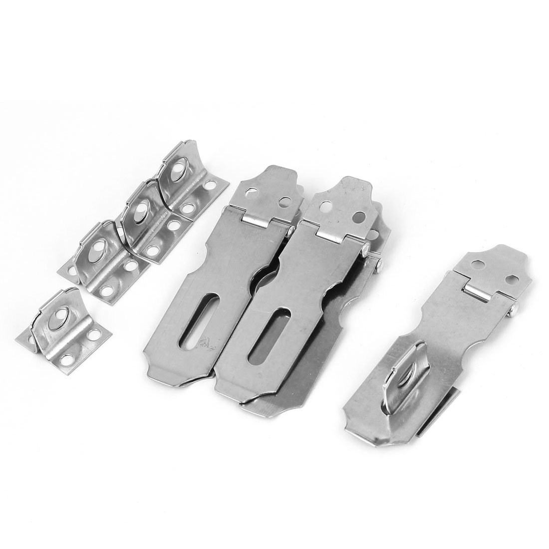 sourcingmap® 70mm Long Metal Door Cabinet Clasp Lock Padlock Latch Hasp Staple 5pcs