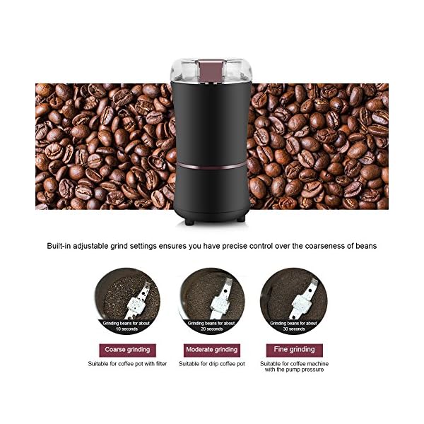 Elektrische Kaffeemühle, 400W Schleifmaschine Getreide Mühle mit Edelstahl Blatt für Kaffeebohnen, Nüssen, Samen… – Bild 4