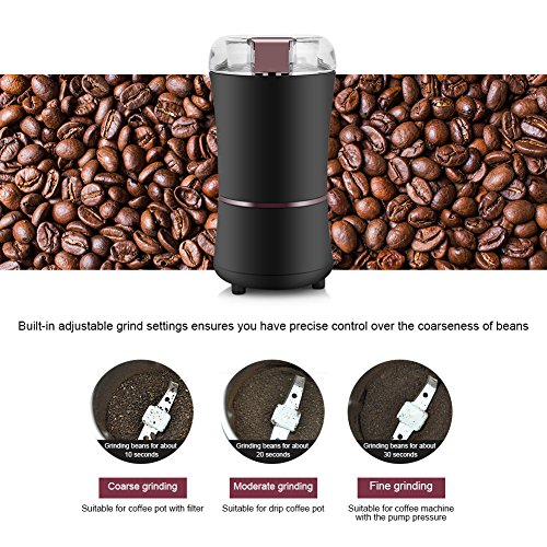 Elektrische Kaffeemühle, 400W Schleifmaschine Getreide Mühle mit Edelstahl Blatt für Kaffeebohnen, Nüssen, Samen… – Bild 4