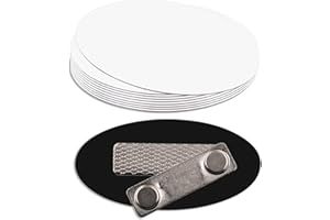 ALL QUALITY Oval Name Badge Blanks with Magnet - 10 Pack (White)